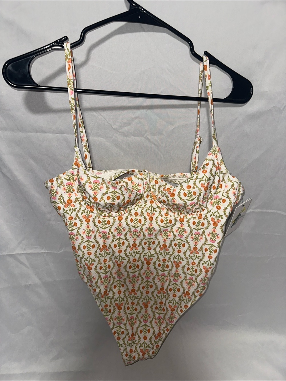 SOLID & STRIPED Cream Floral Print Bodysuit